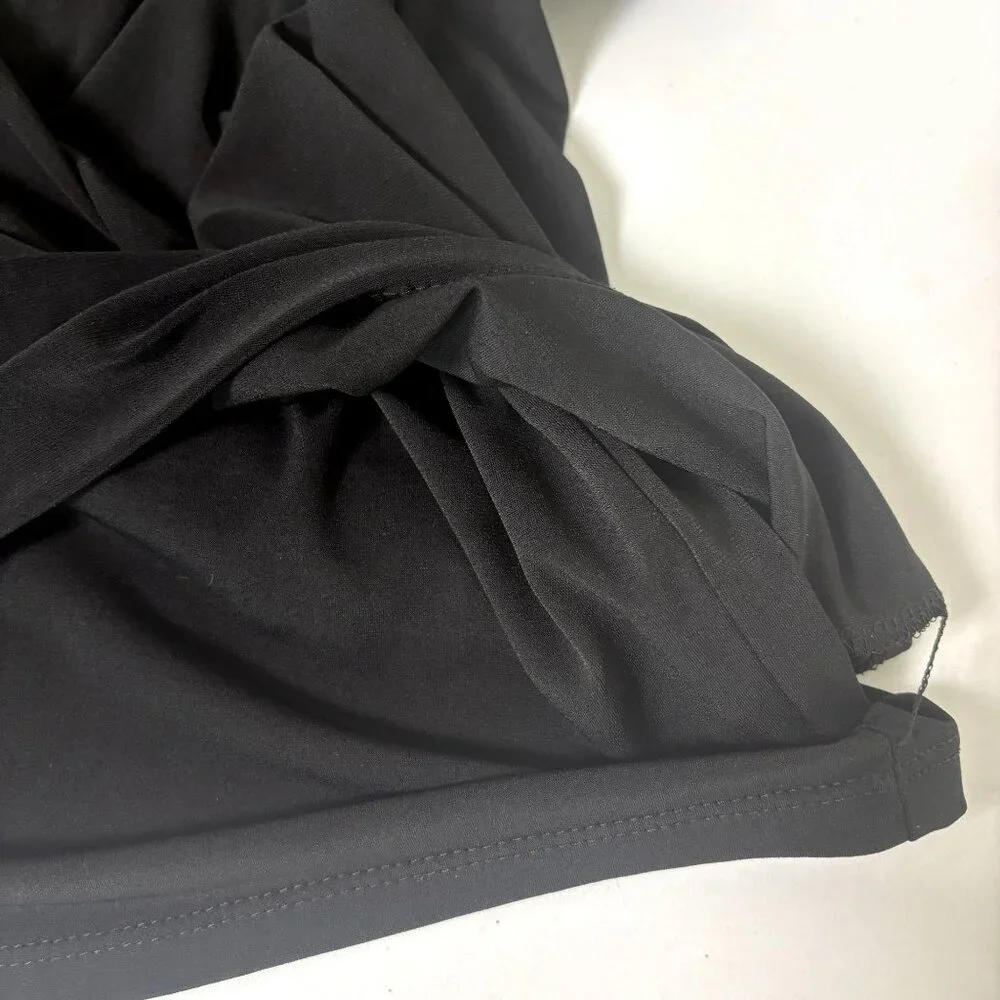 Lauren Ralph‎ Lauren Evening Sequin Cocktail Dress Size 10 Black Ruched Sheath